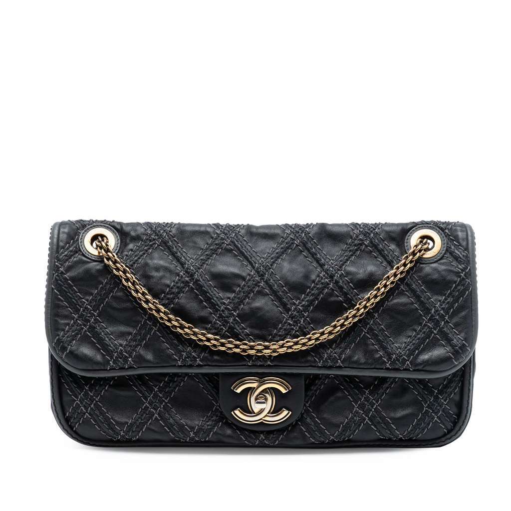 Chanel Paris Bombay Medium CC Calfskin Triptych Flap Grey Leather Very good condition - Front View