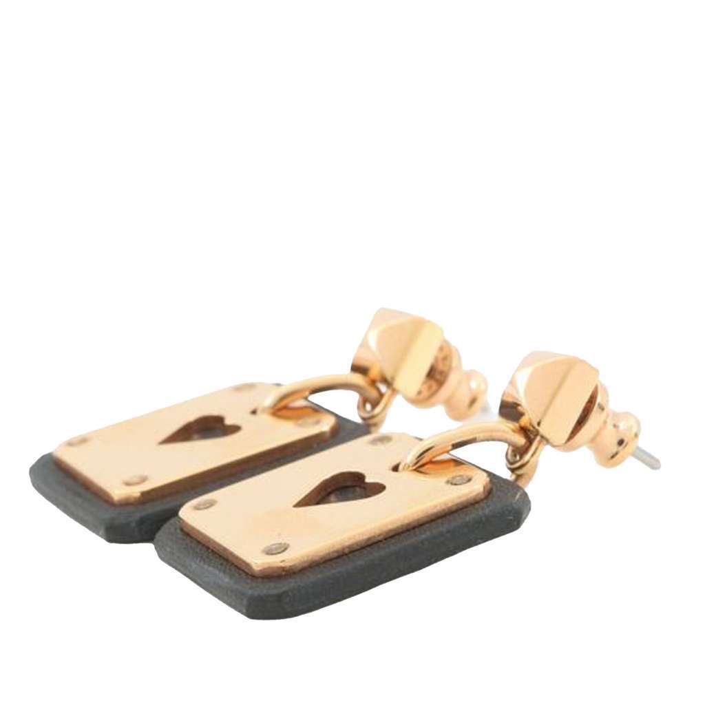 Hermès Gold Plated Swift As De Coeur Push Back Earrings Gold Metal Good condition - Inside View