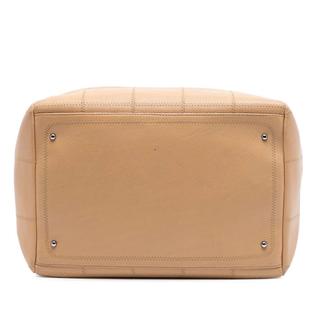 Chanel CC Choco Bar Caviar Stitched Boston Brown Leather Good - Inside View