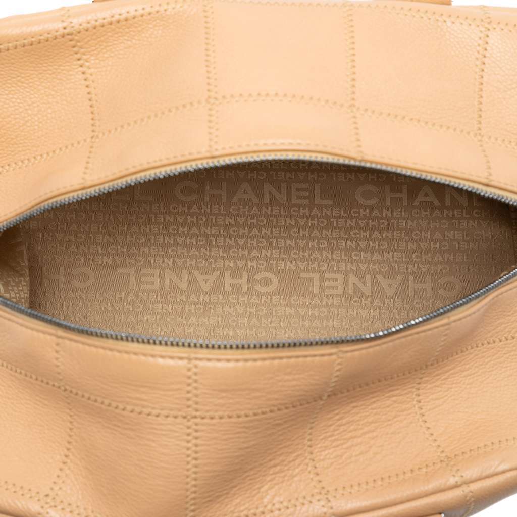 Chanel CC Choco Bar Caviar Stitched Boston Brown Leather Good - Model View