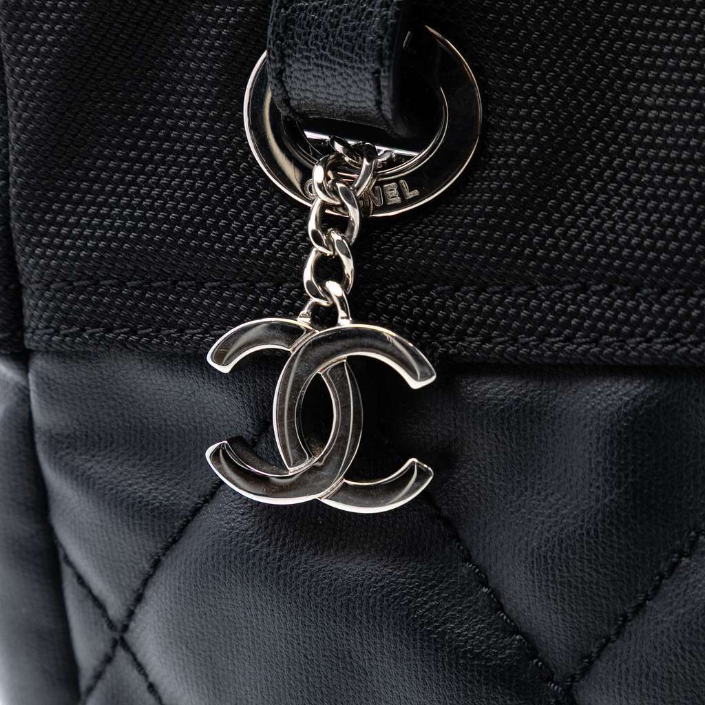 Chanel Small Quilted Coated Canvas Paris Biarritz Tote Black Canvas Very good condition - Box View