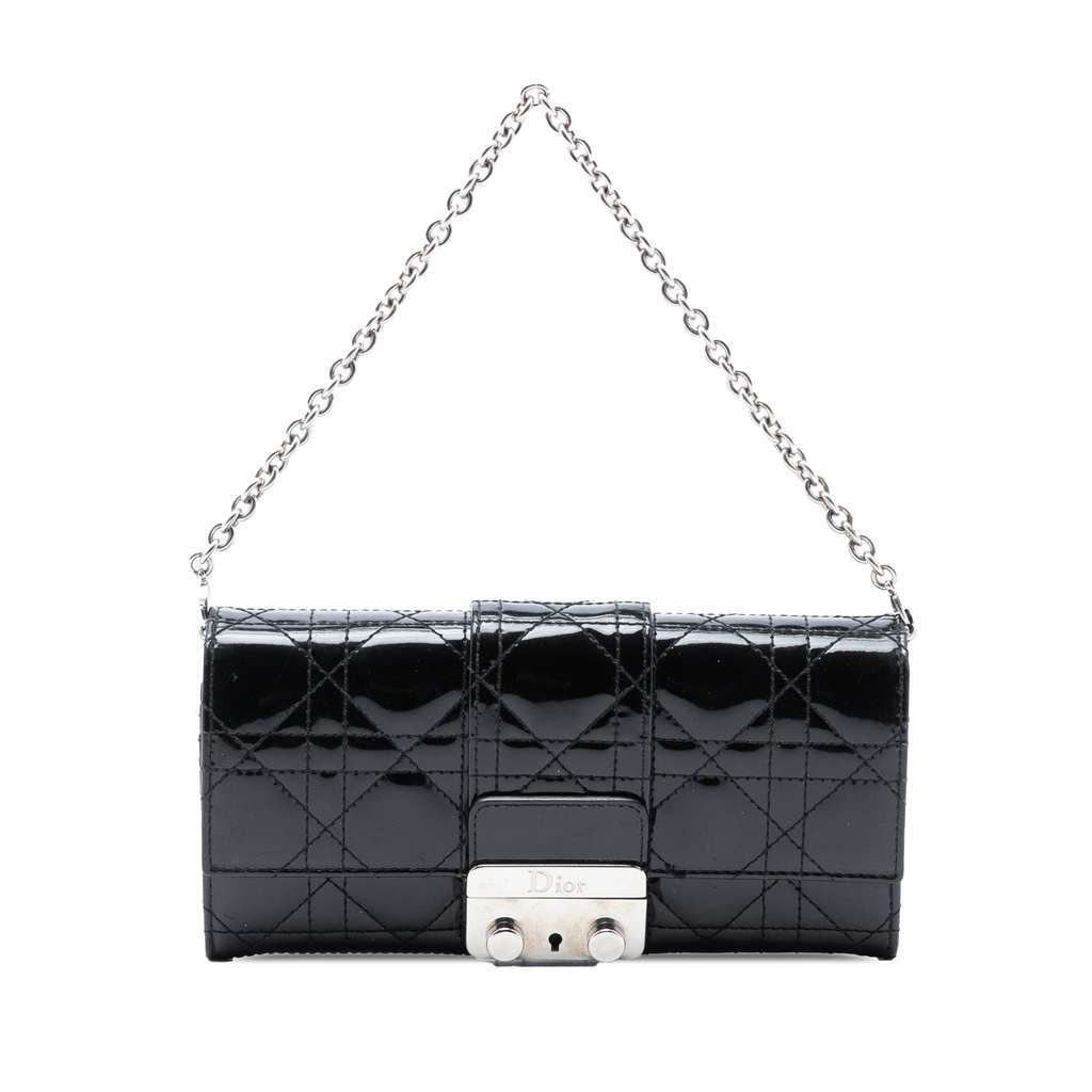 Dior Patent Cannage Miss Dior Promenade Crossbody Black Leather Good - Front View
