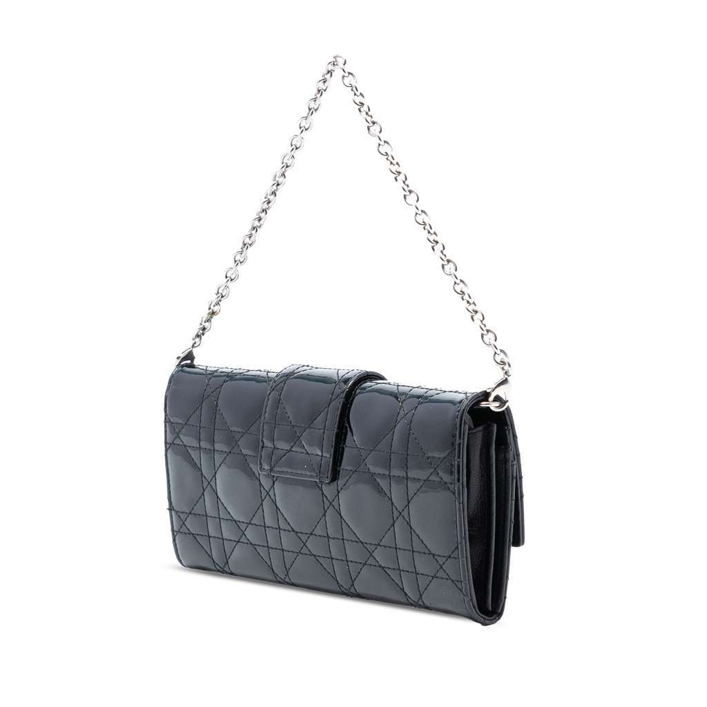 Dior Patent Cannage Miss Dior Promenade Crossbody Black Leather Good - Back View