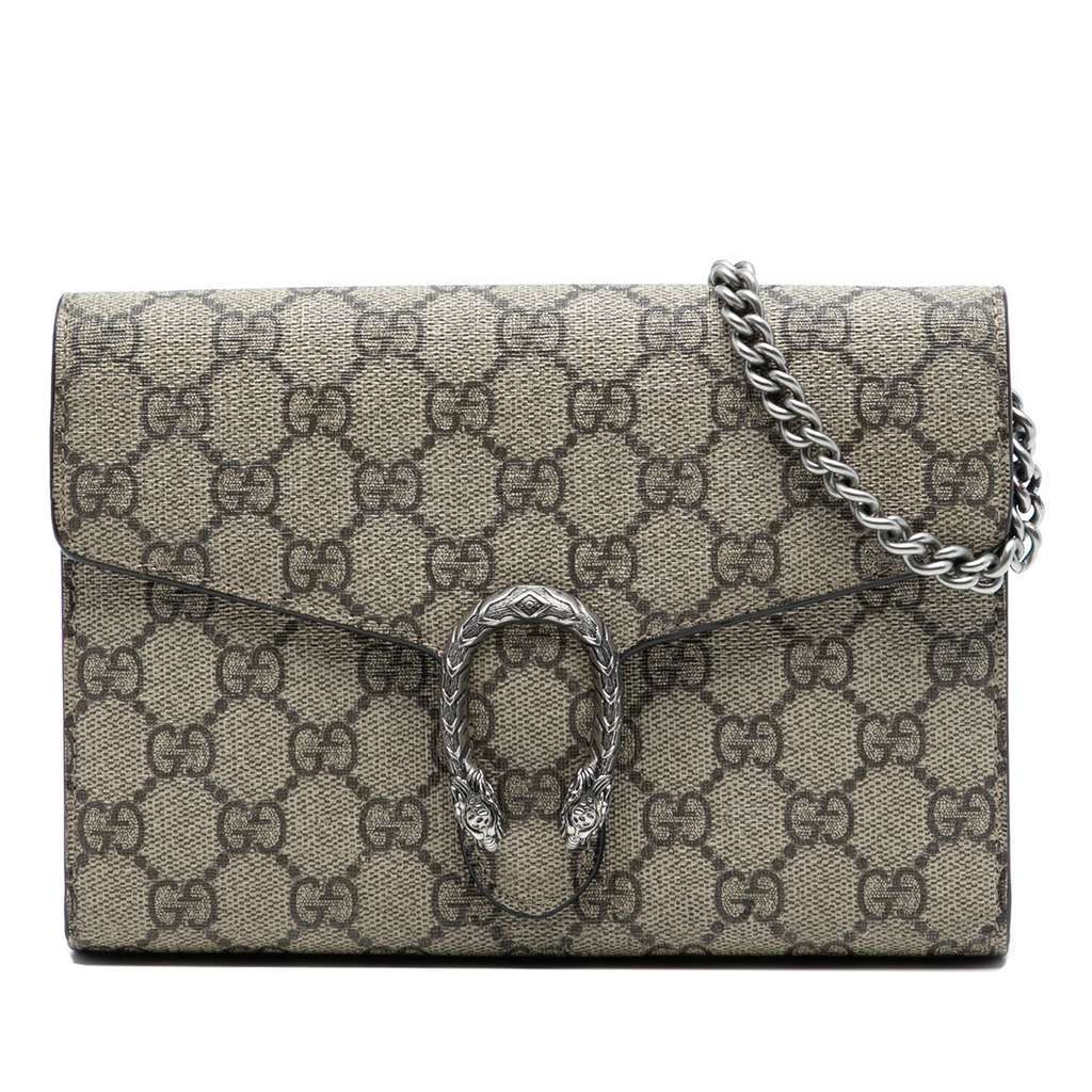 Gucci GG Supreme Dionysus Chain Wallet Brown Canvas Very good condition - Front View