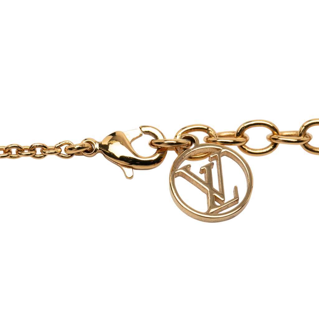 Louis Vuitton Gold Plated Essential V Necklace Gold Metal Good condition - Back View