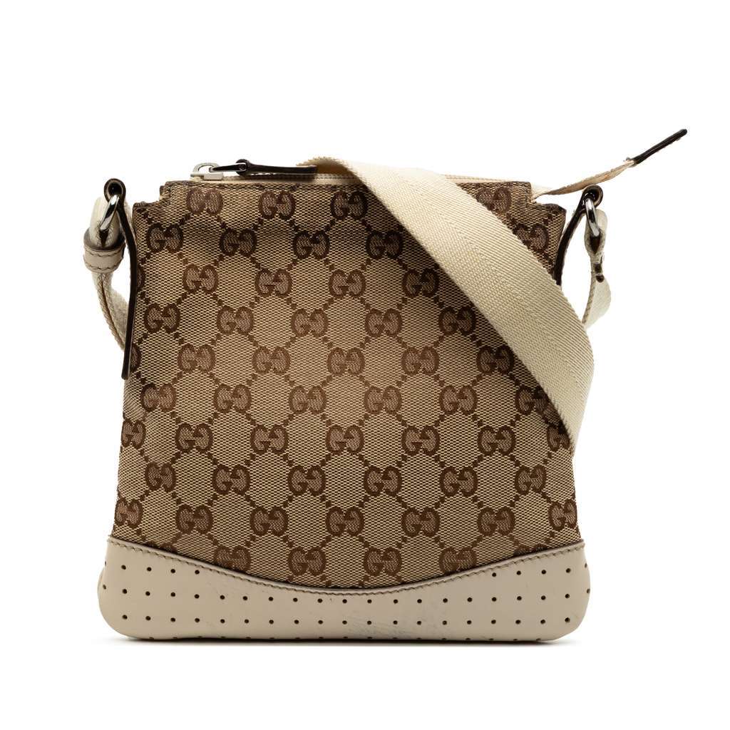 Gucci GG Canvas Perforated Crossbody Brown Canvas Very good - Front View