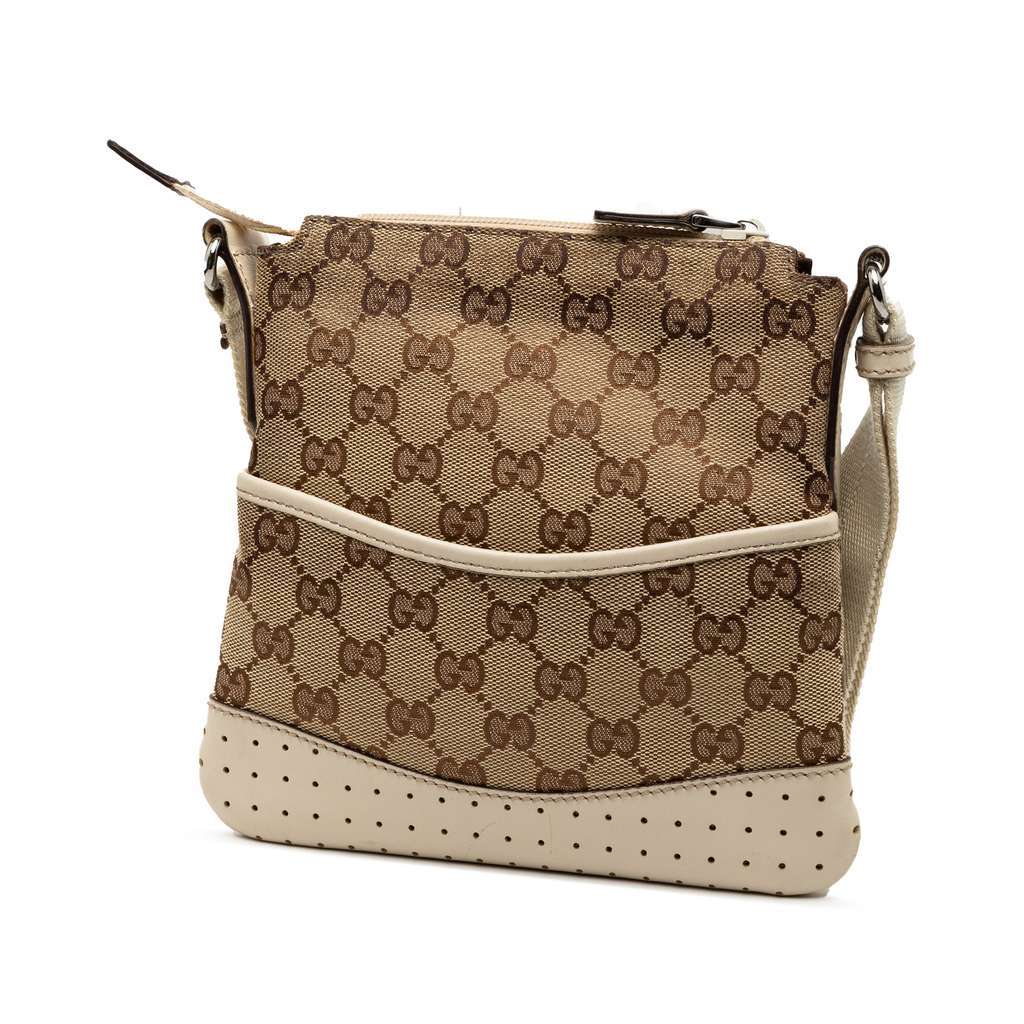Gucci GG Canvas Perforated Crossbody Brown Canvas Very good - Back View