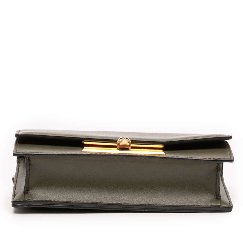 Alexander McQueen Mini Leather Skull Lock Top Handle Bag Green Leather Very good - Inside View
