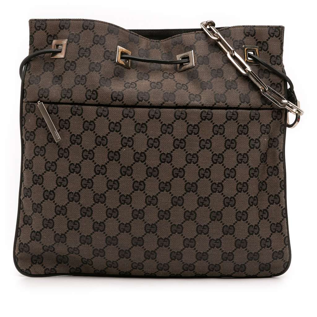 Gucci GG Canvas Shoulder Bag Brown Canvas Good - Front View