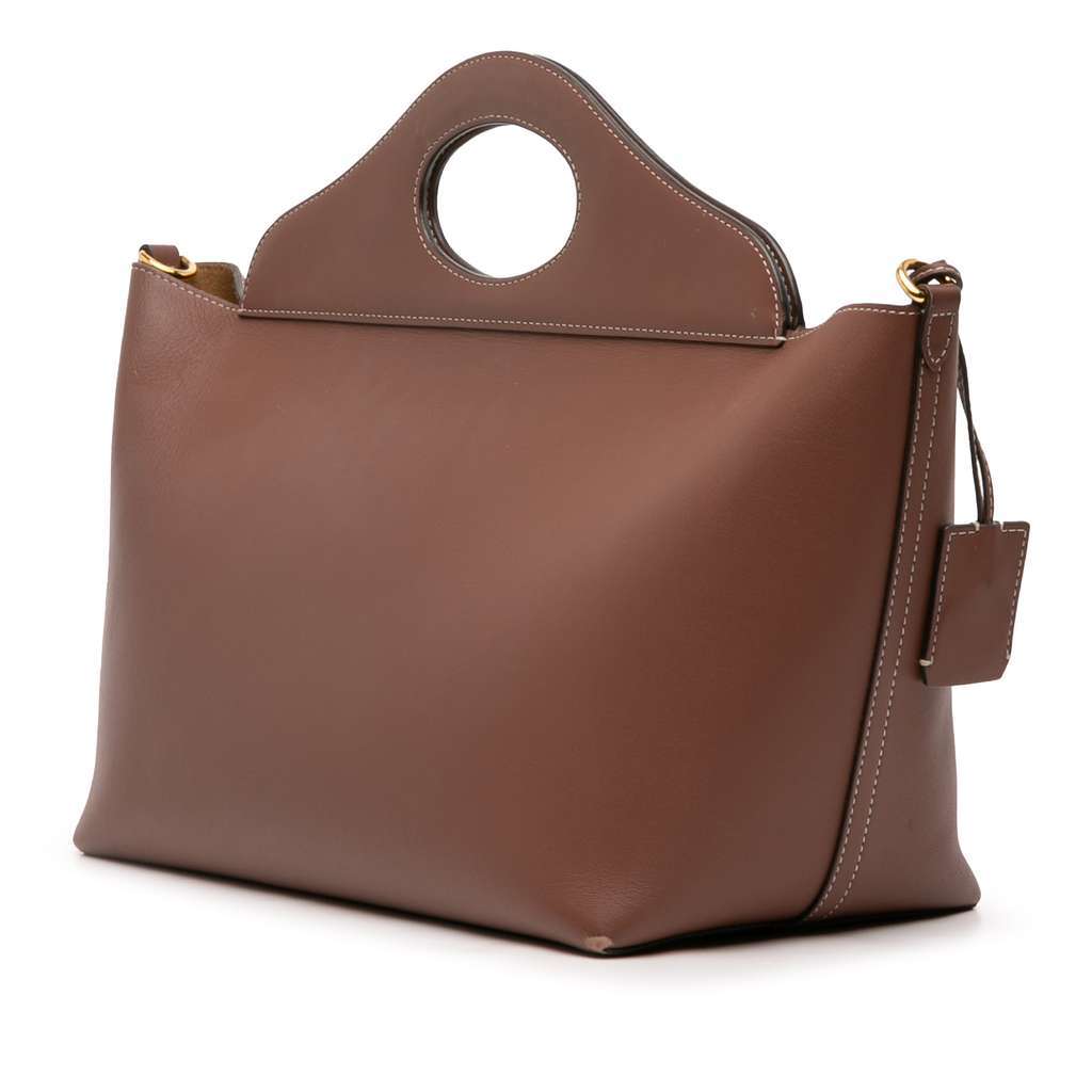 Burberry Medium Calfskin Soft Pocket Satchel Brown Leather Good condition - Back View