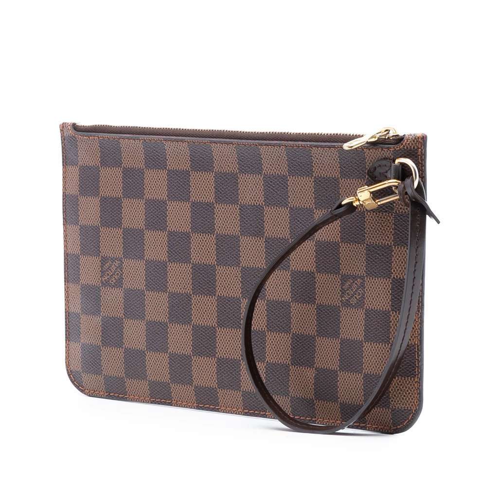 Louis Vuitton Damier Ebene Neverfull Pouch MM Brown Good - Back View
