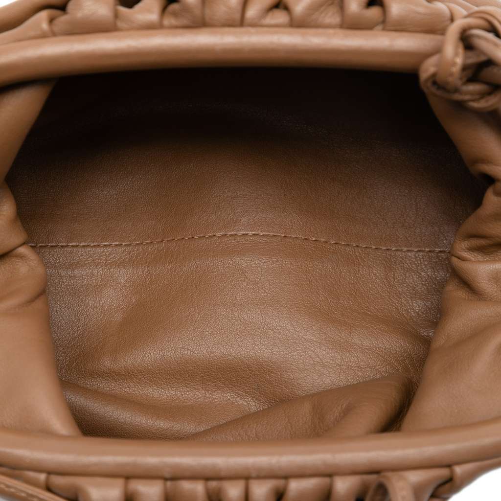 Bottega Veneta Lambskin The Mini Pouch Crossbody Brown Leather Very good condition - Model View