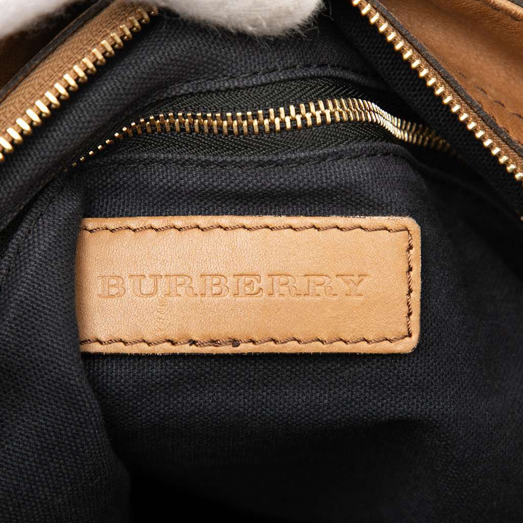 Burberry Medium House Check Canvas Ashwood Hobo Brown Canvas Good - Box View