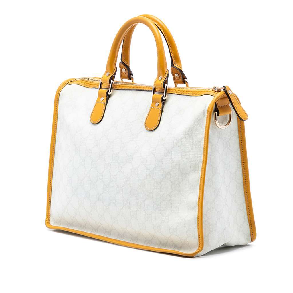 Gucci GG Supreme Satchel White Canvas Very good condition - Back View