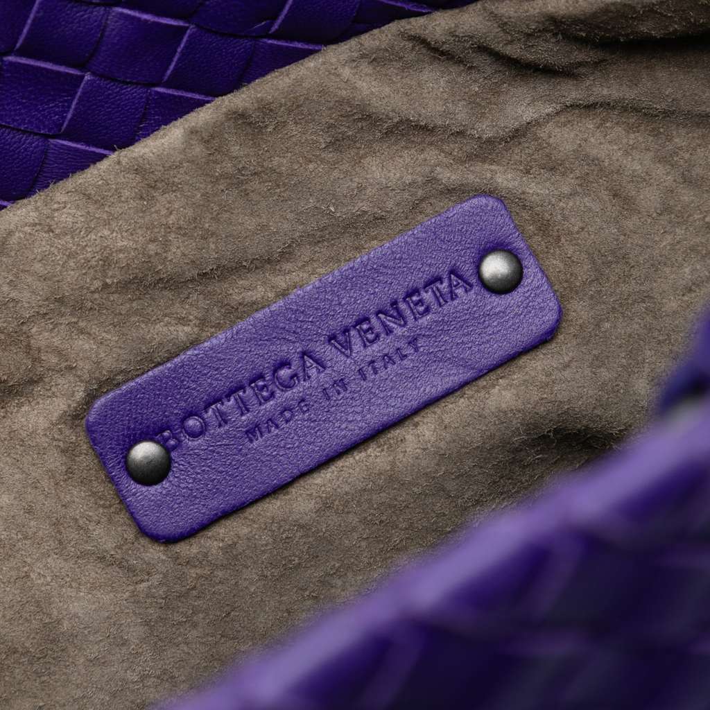 Bottega Veneta Nappa Intrecciato Convertible Tote Purple Leather Very good condition - Box View