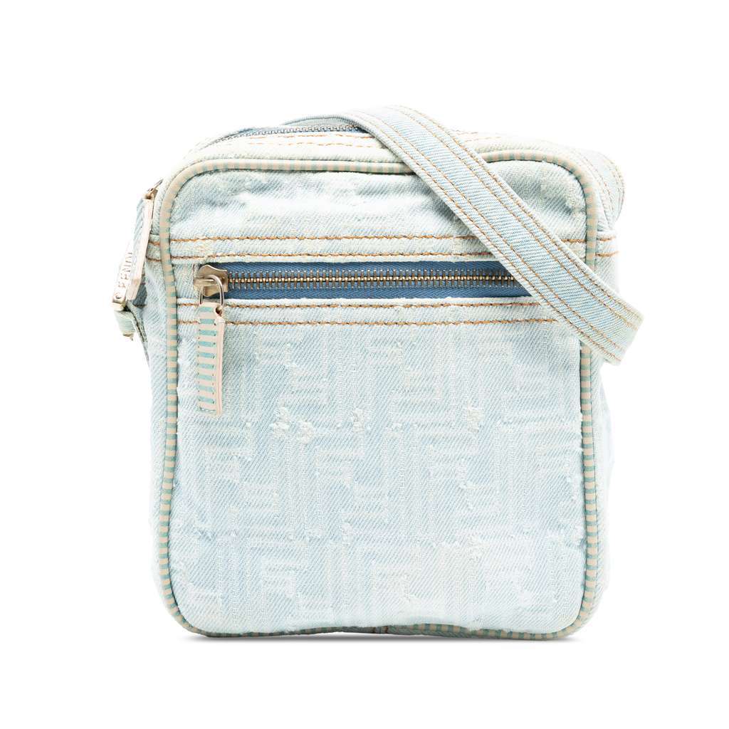 Fendi Zucca Denim Crossbody Blue Denim Very good - Front View