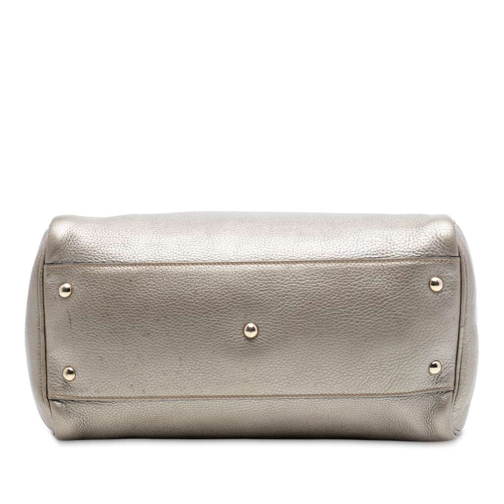 Gucci Medium Calfskin Bamboo Shopper Boston Bag Gold Leather Very good - Inside View