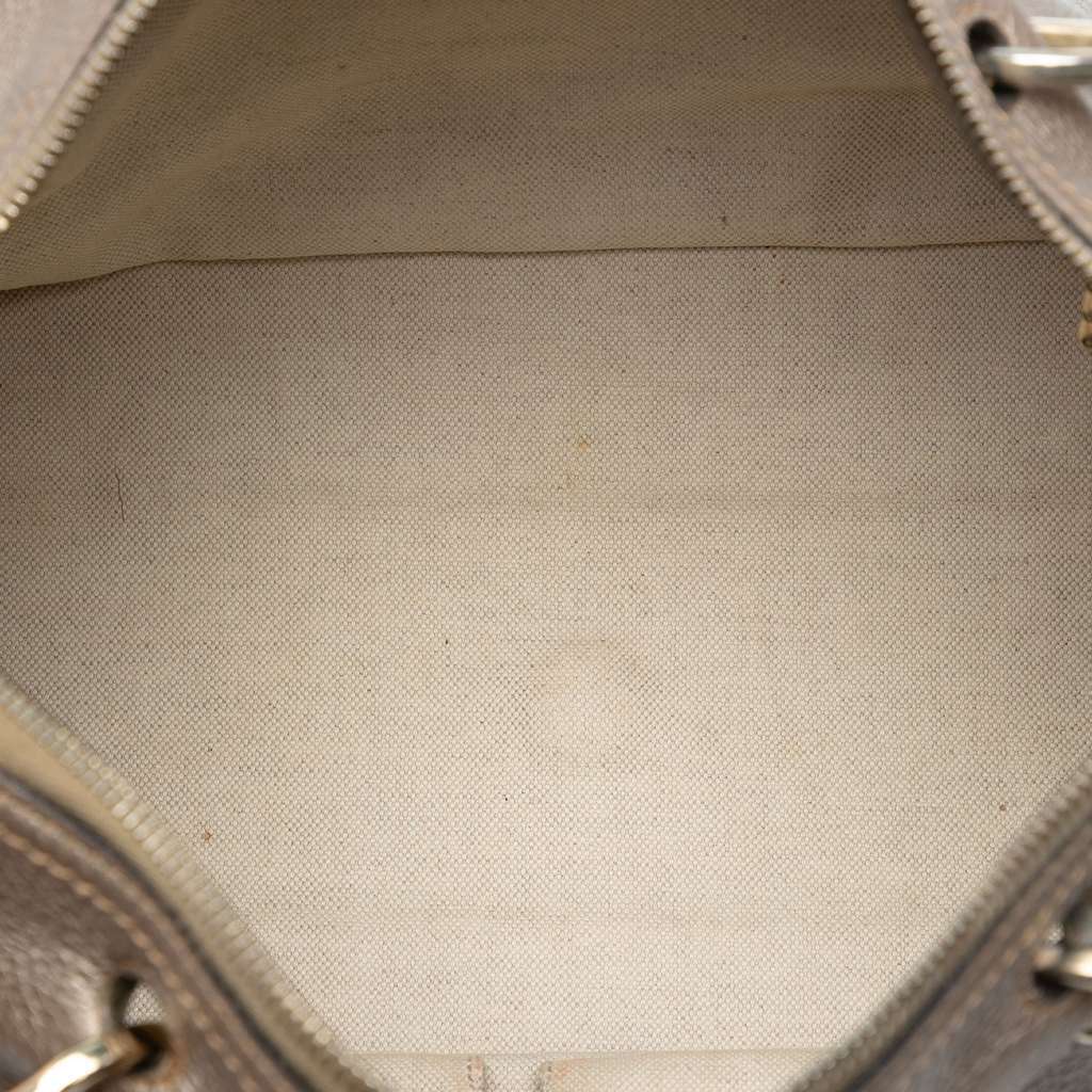 Gucci Medium Calfskin Bamboo Shopper Boston Bag Gold Leather Very good - Model View