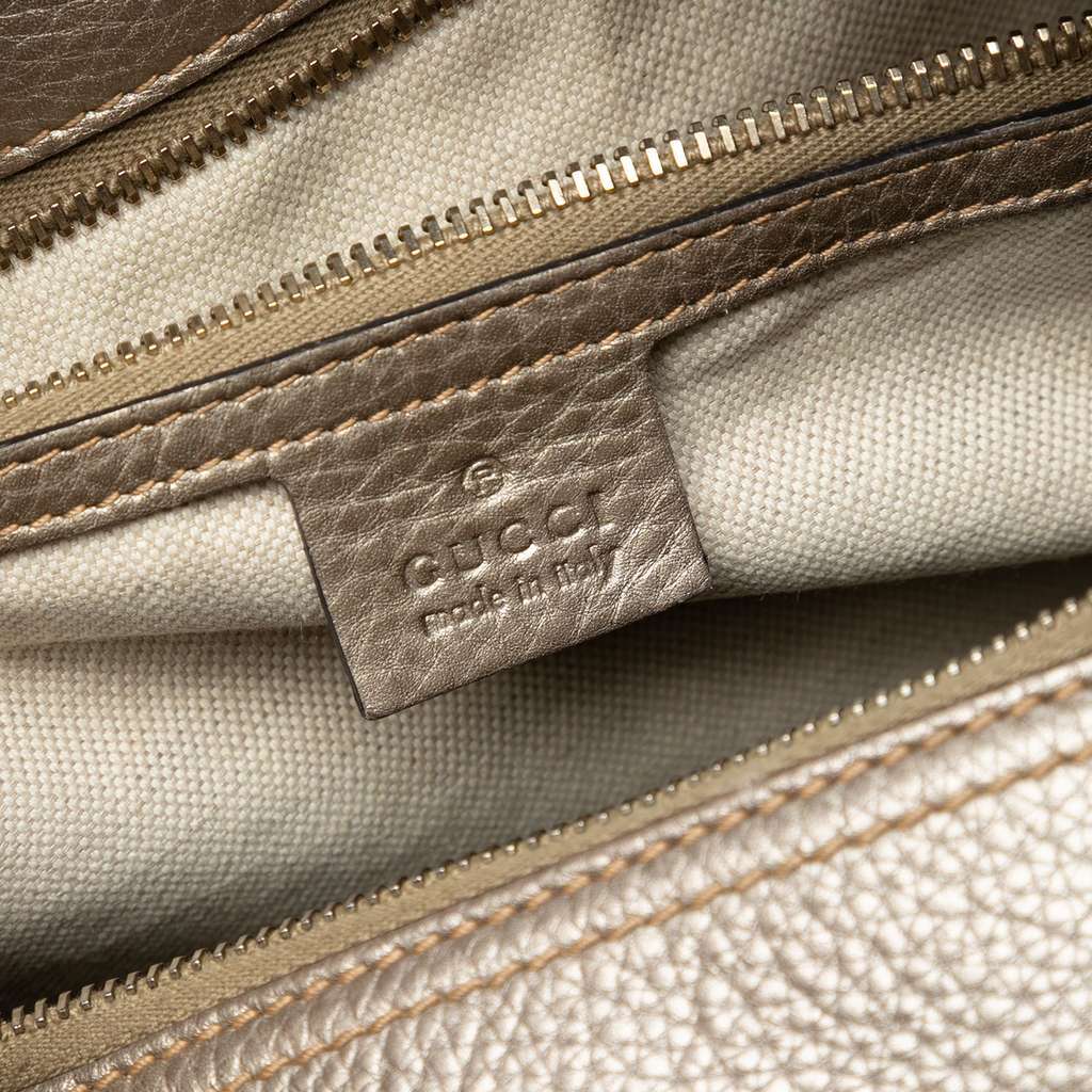 Gucci Medium Calfskin Bamboo Shopper Boston Bag Gold Leather Very good - Box View