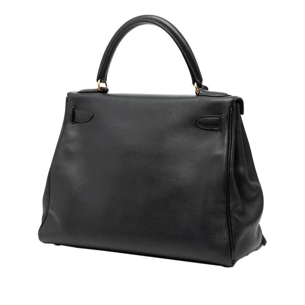 Hermès Togo Kelly II Retourne 28 Black Leather Good condition - Back View