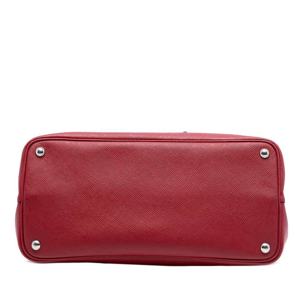 Prada Large Saffiano Cuir Double Satchel Red Leather Good - Inside View
