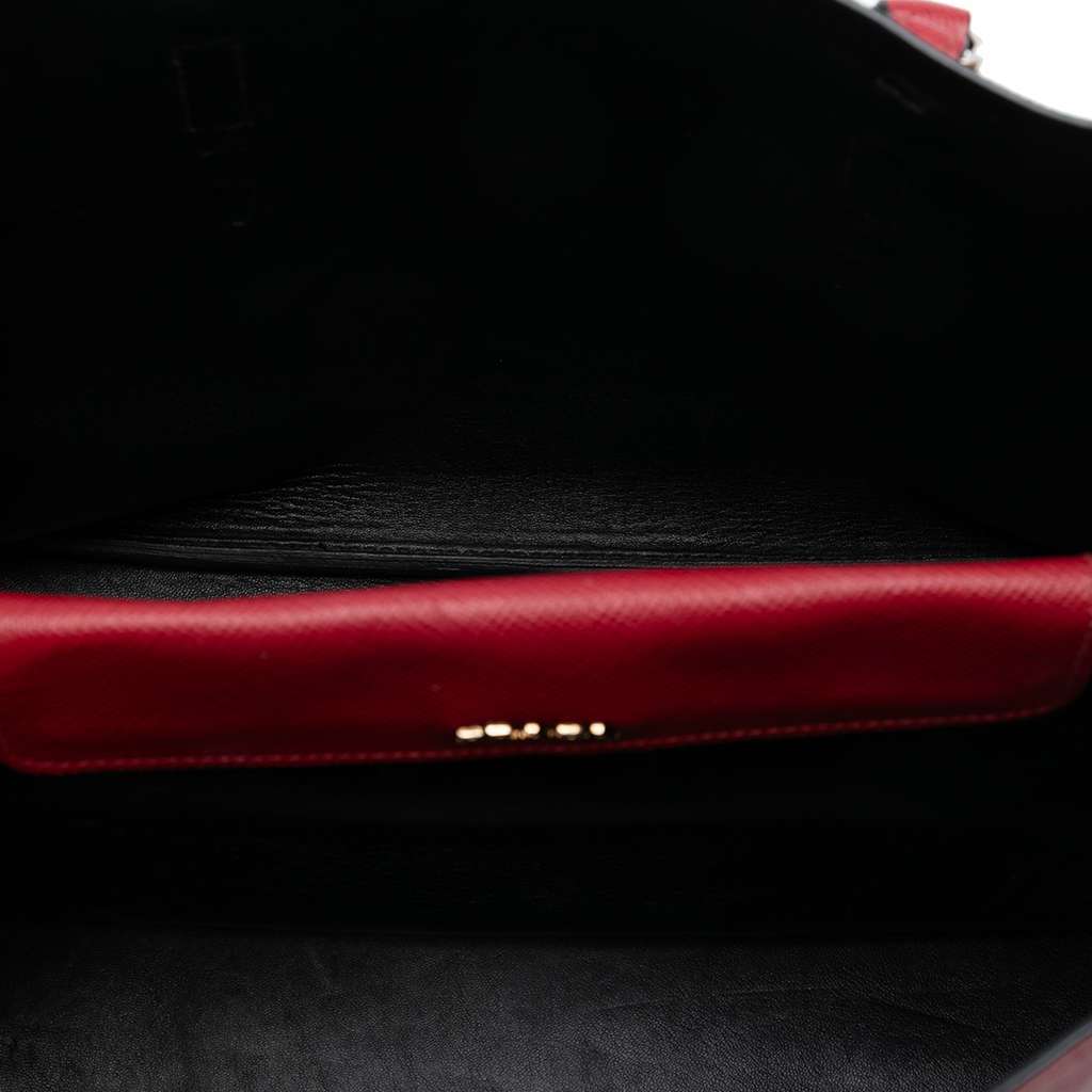 Prada Large Saffiano Cuir Double Satchel Red Leather Good - Model View