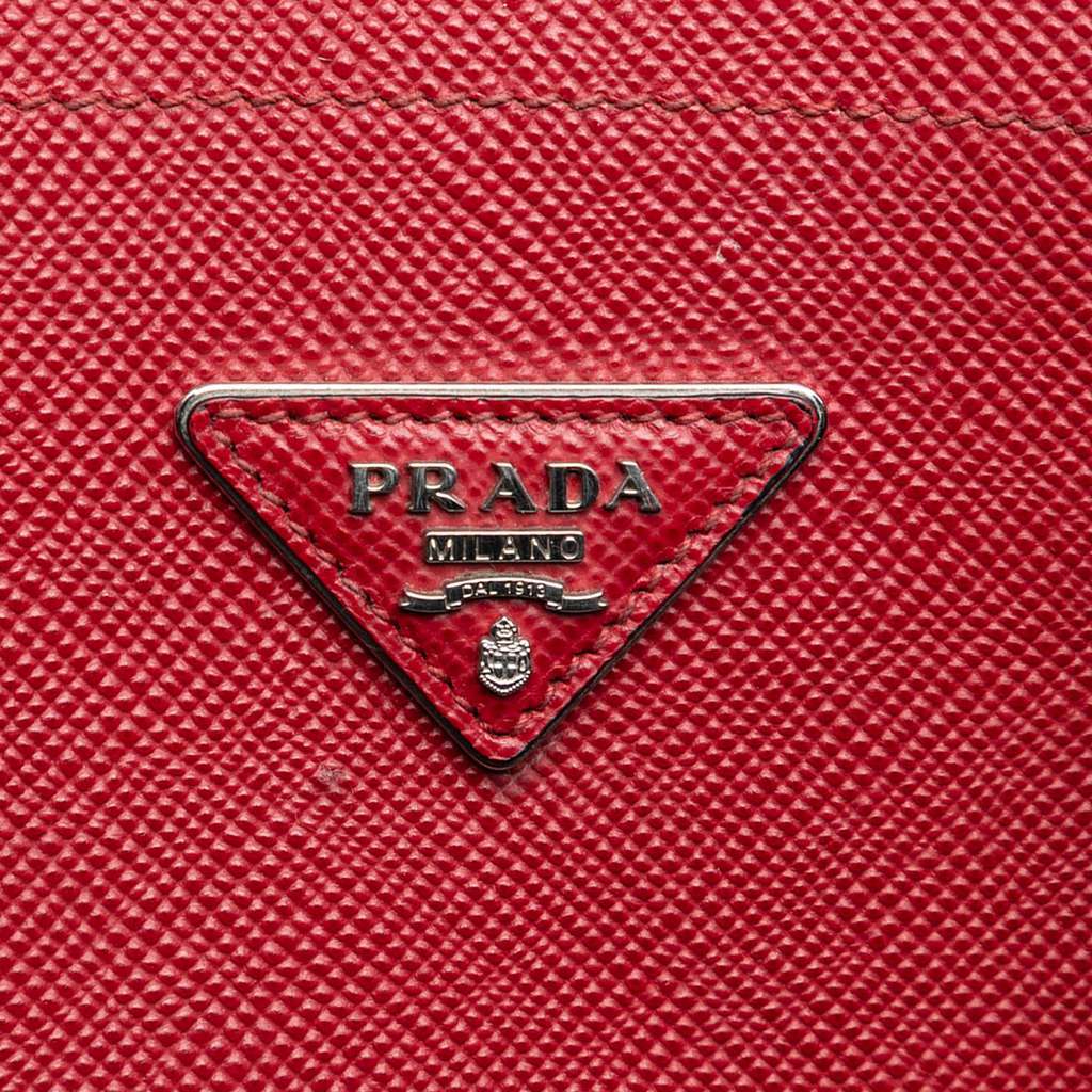 Prada Large Saffiano Cuir Double Satchel Red Leather Good - Box View