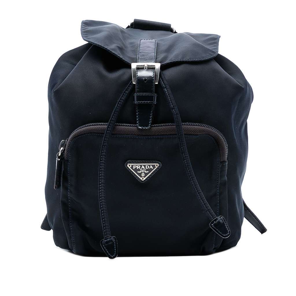 Prada Tessuto Backpack Blue Good - Front View