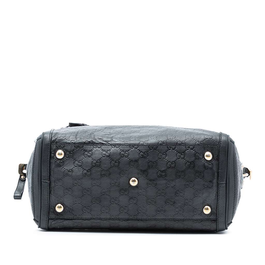 Gucci Guccissima Charm Satchel Black Leather Good - Inside View