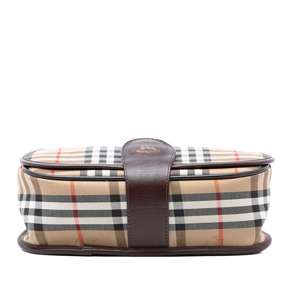 Burberry Haymarket Check Canvas Crossbody Brown Canvas Good - Inside View