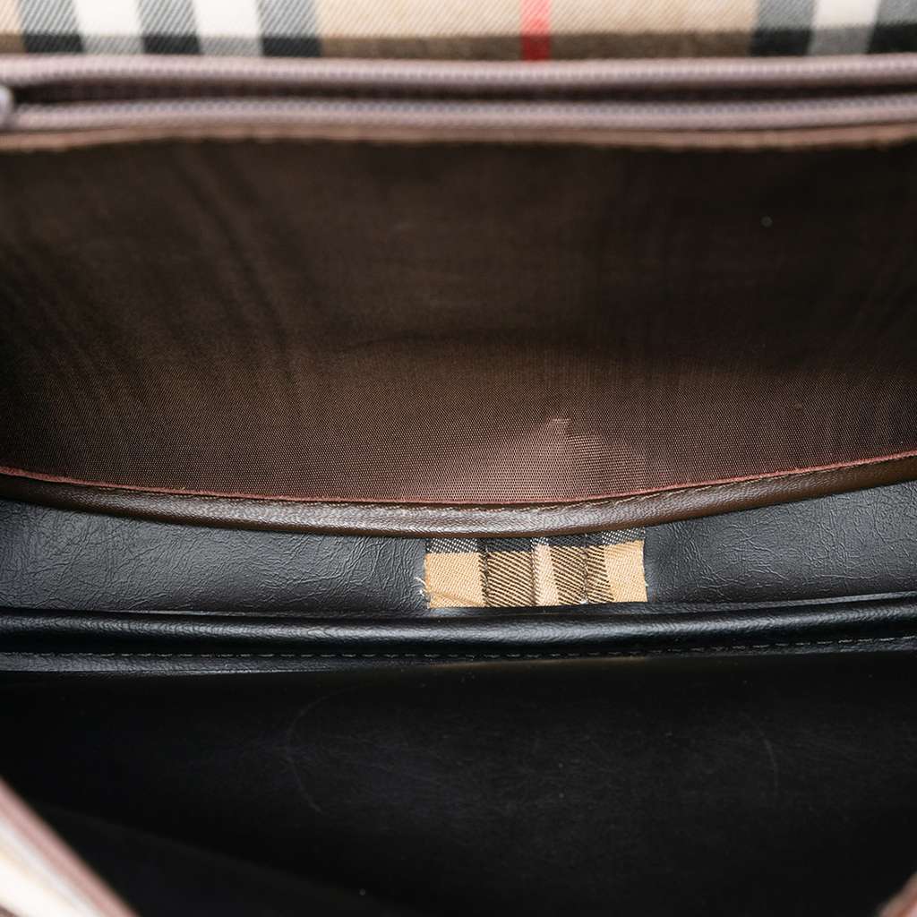 Burberry Haymarket Check Canvas Crossbody Brown Canvas Good - Model View