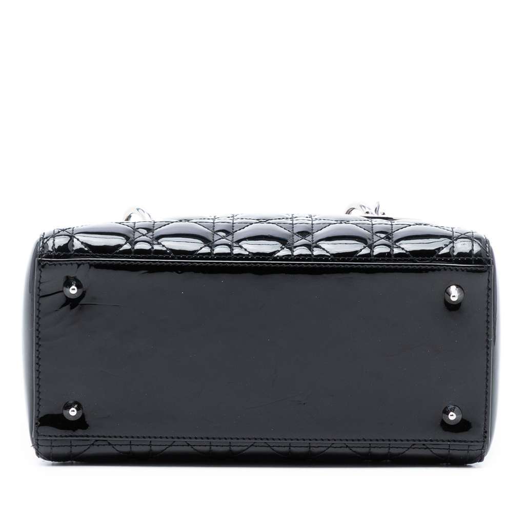 Dior Medium Patent Cannage Lady Dior Black Leather Good - Inside View