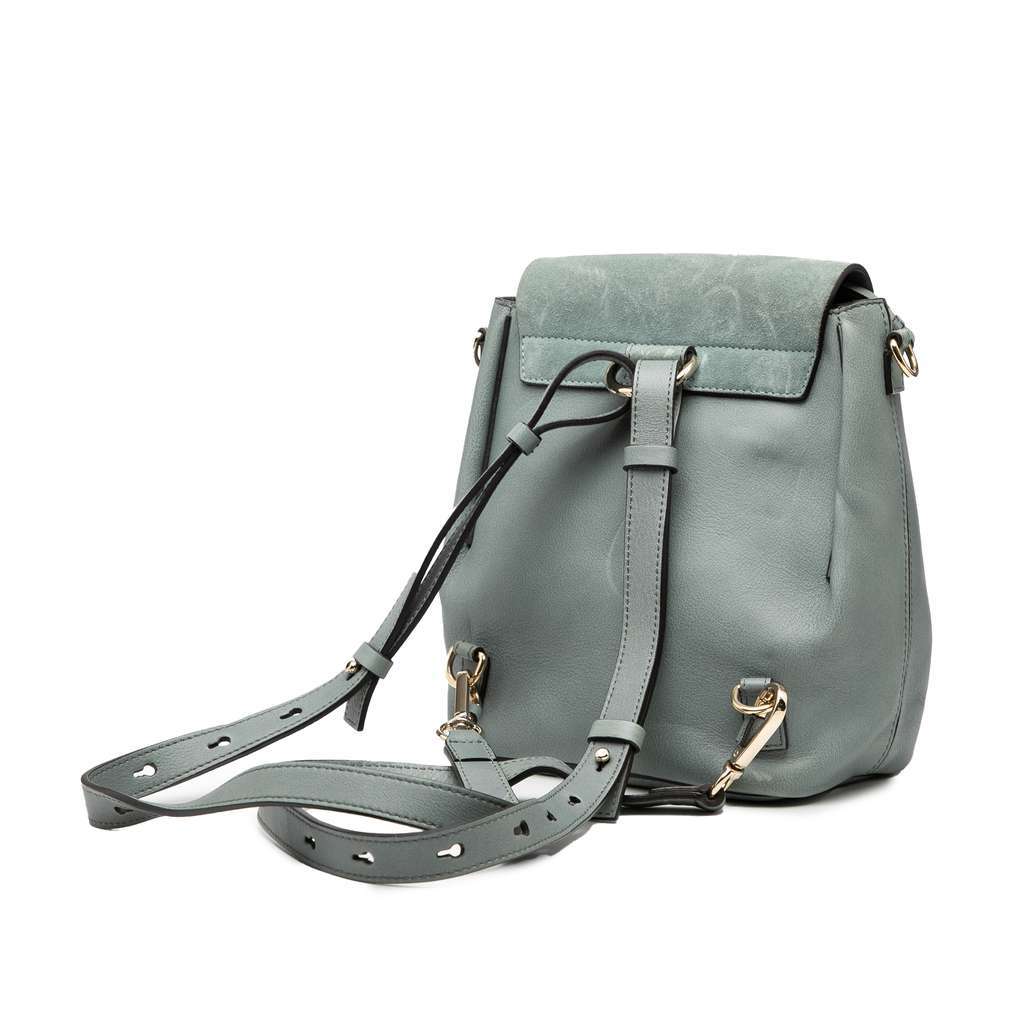 Chloé Medium Calfskin and Suede Faye Backpack Blue Leather Good condition - Back View