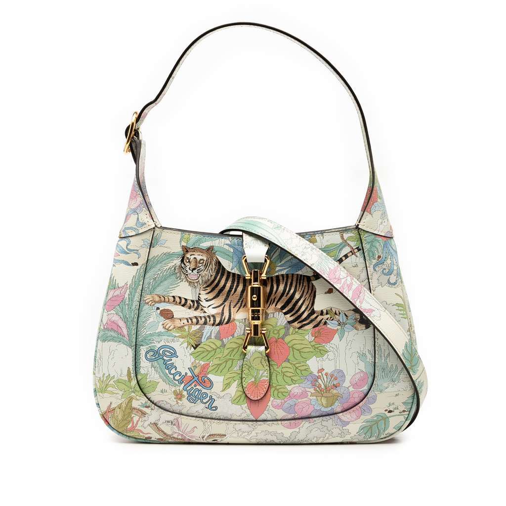 Gucci Small Calfskin Tiger Jackie 1961 Crossbody Blue Leather Very good condition - Front View