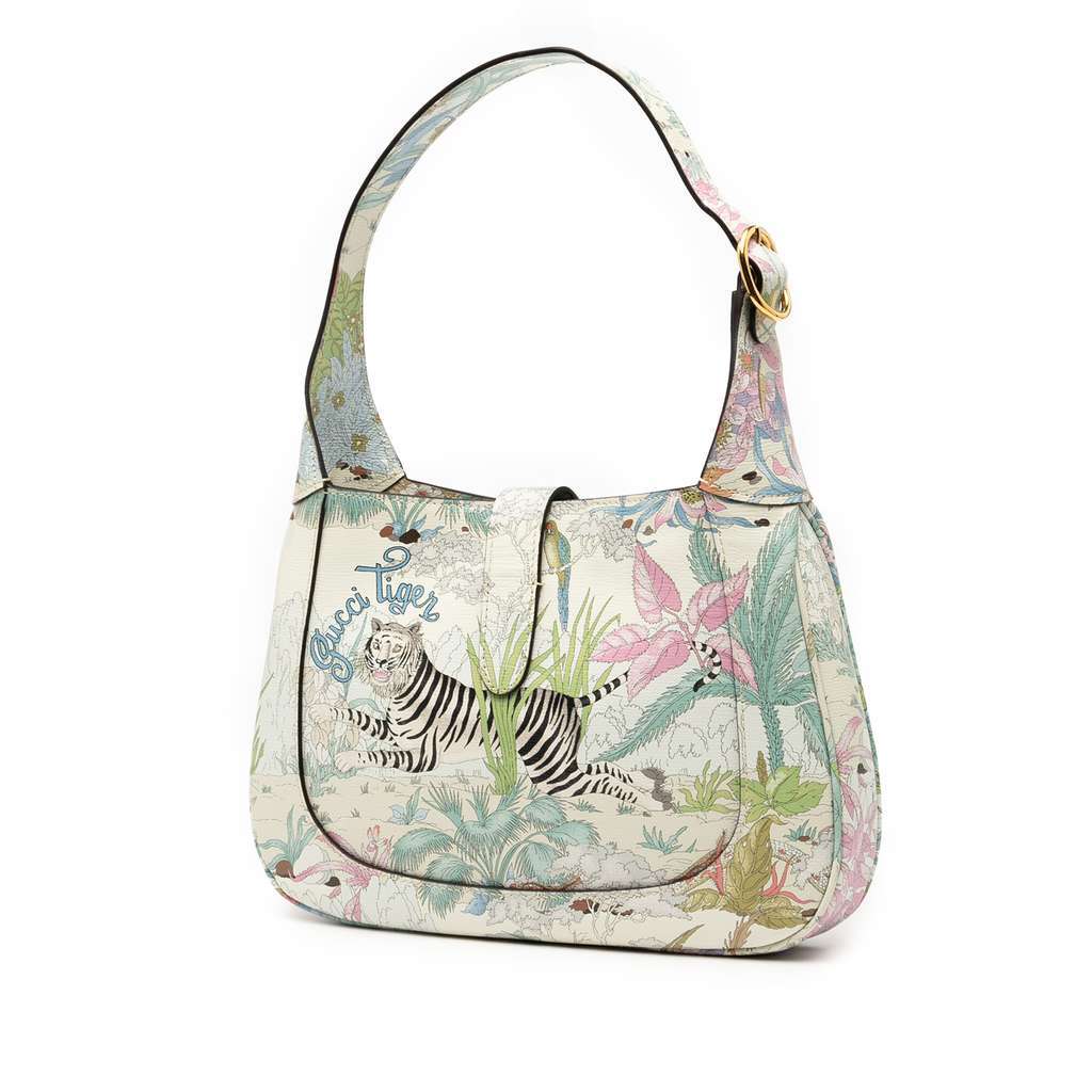 Gucci Small Calfskin Tiger Jackie 1961 Crossbody Blue Leather Very good condition - Back View