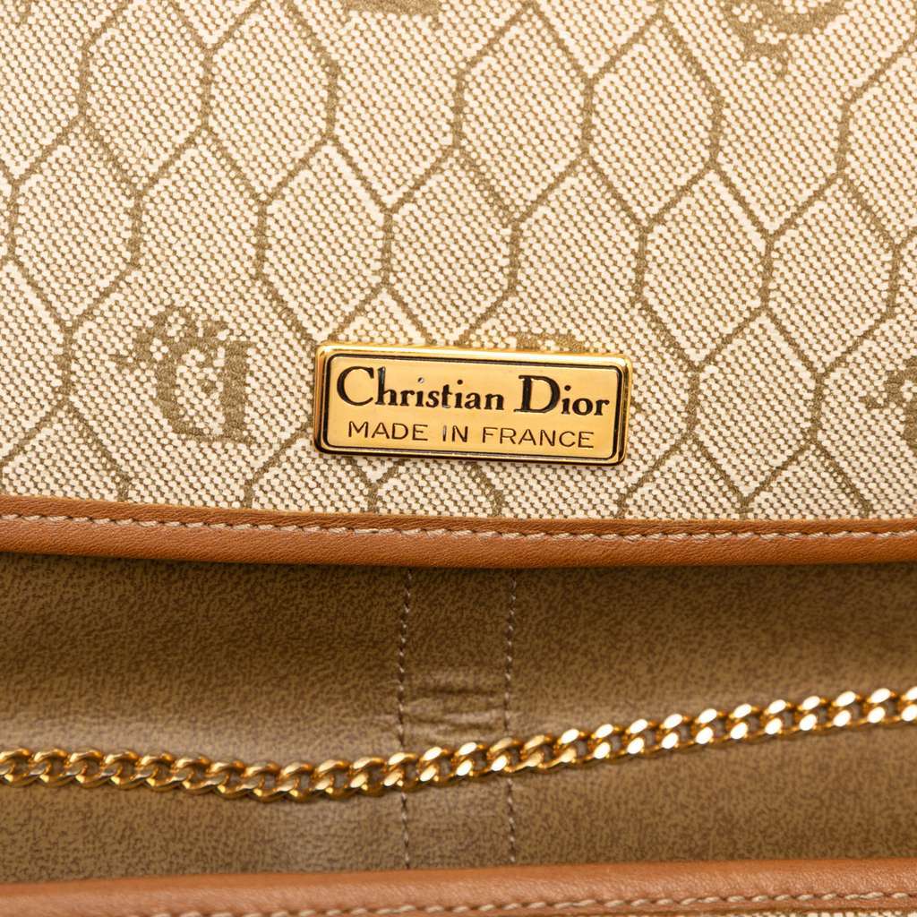 Dior Honeycomb Coated Canvas Chain Crossbody Brown Canvas Very good - Box View