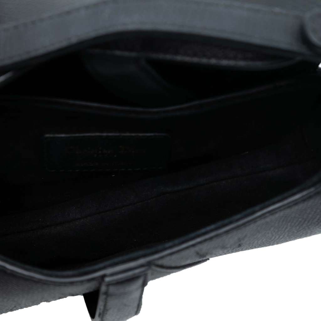 Dior Mini Grained Calfskin Saddle Bag Black Leather Very good condition - Model View