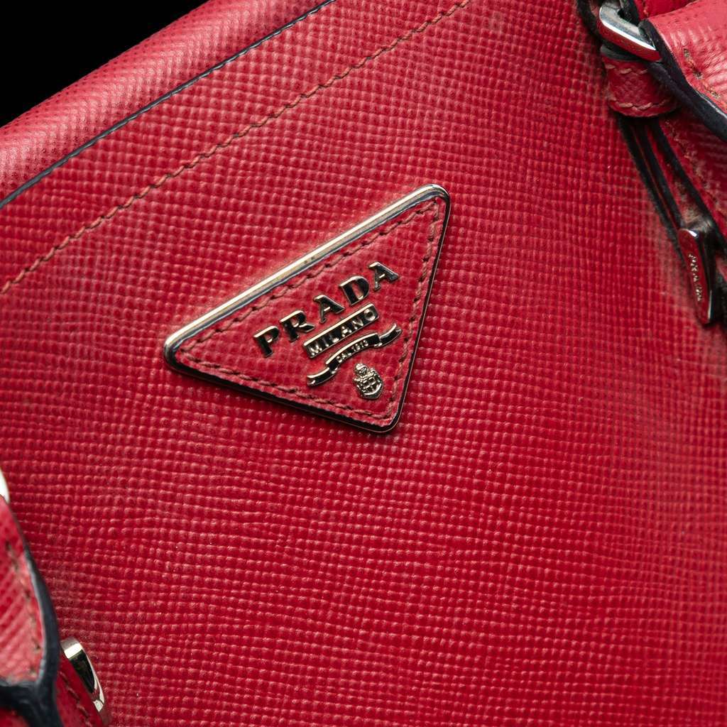 Prada Medium Saffiano Cuir Double Handle Satchel Red Leather Very good - Box View