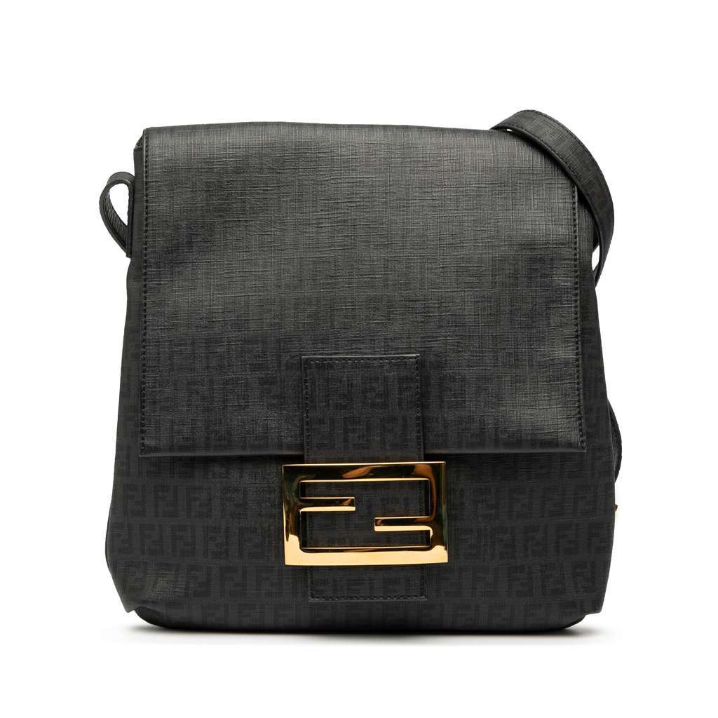 Fendi Zucchino Spalmati Crossbody Black Canvas Very good - Front View