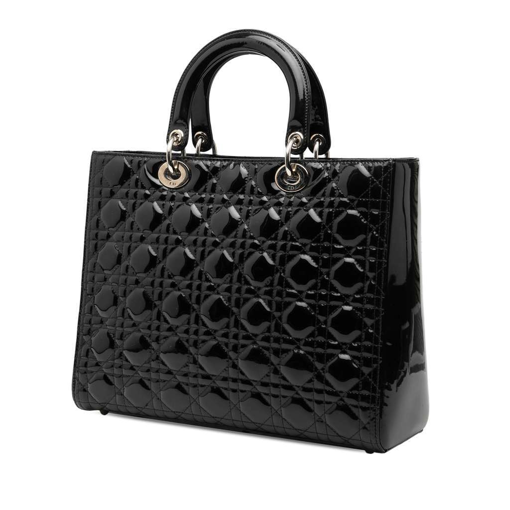 Dior Large Patent Cannage Lady Dior Black Leather Very good - Back View