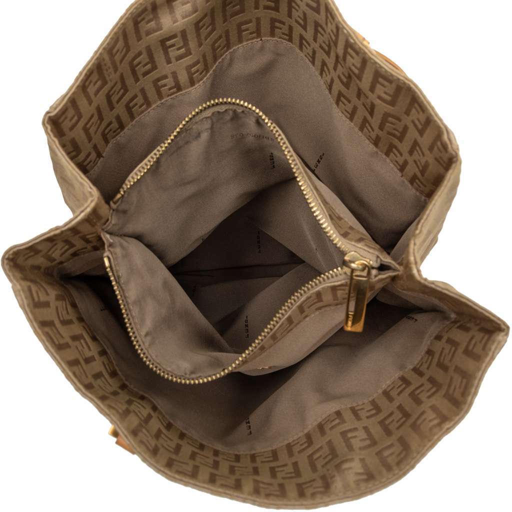 Fendi Zucchino Canvas Tote Brown Canvas Very good - Model View