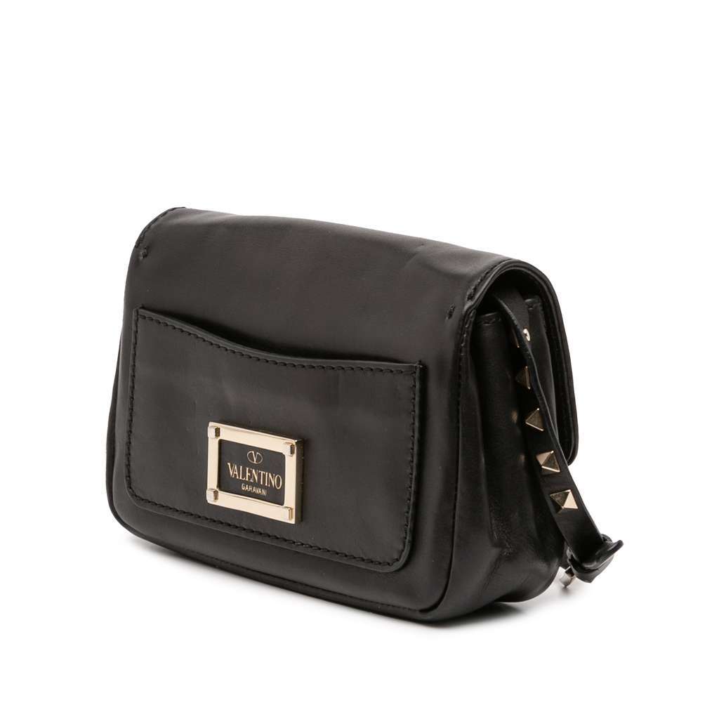 Valentino Small Leather Rockstud Crossbody Black Leather Very good - Back View