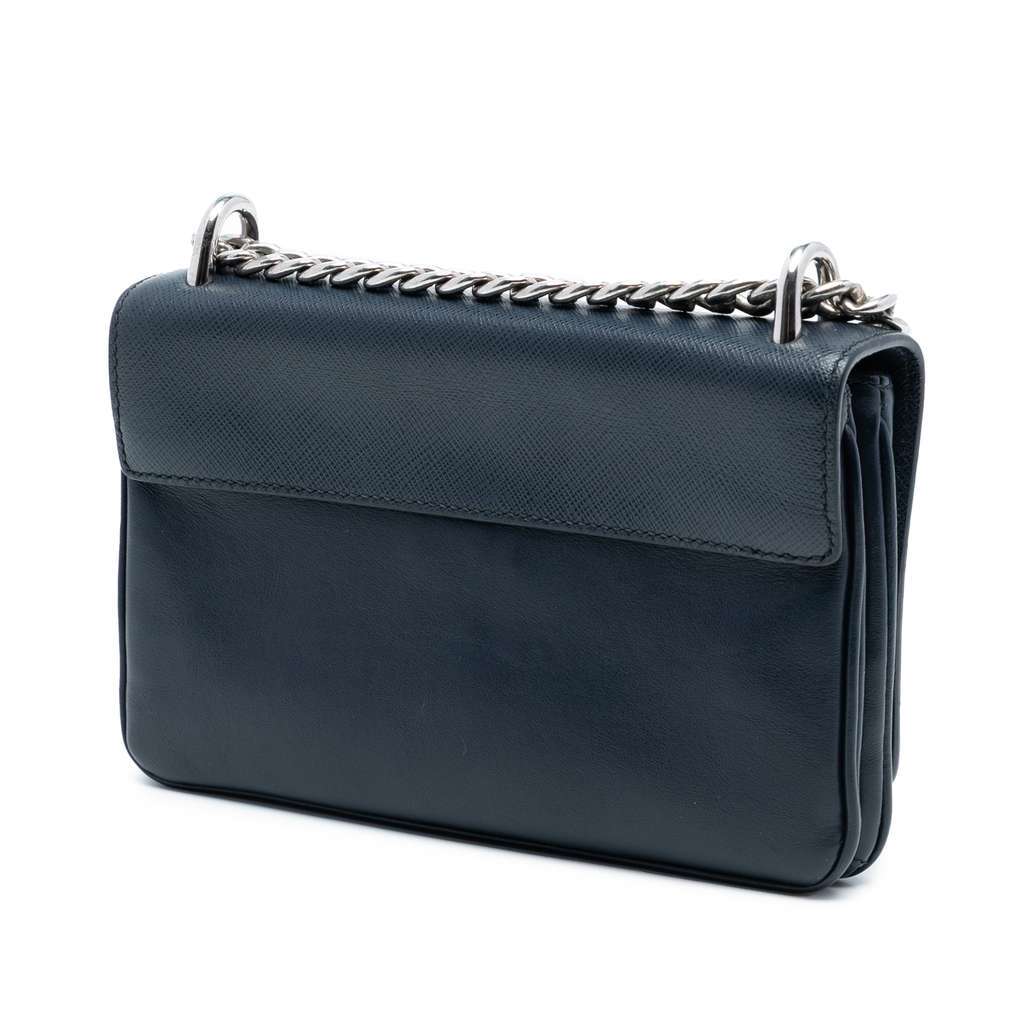 Prada Saffiano and City Calf Chain Crossbody Blue Leather Very good - Back View
