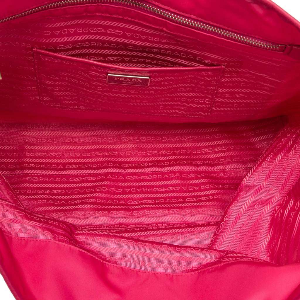 Prada Saffiano Trimmed Tessuto Open Convertible Tote Pink Very good - Model View