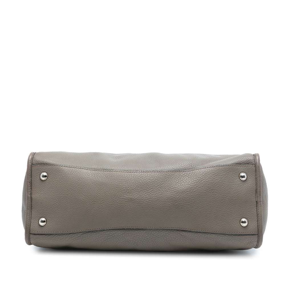 Prada Vitello Daino Zip Top Satchel Grey Leather Very good condition - Inside View