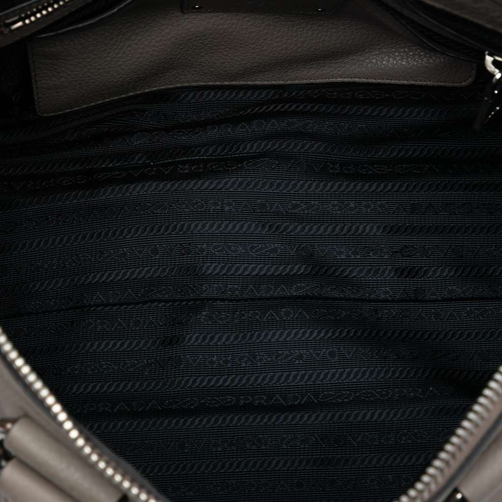 Prada Vitello Daino Zip Top Satchel Grey Leather Very good condition - Model View