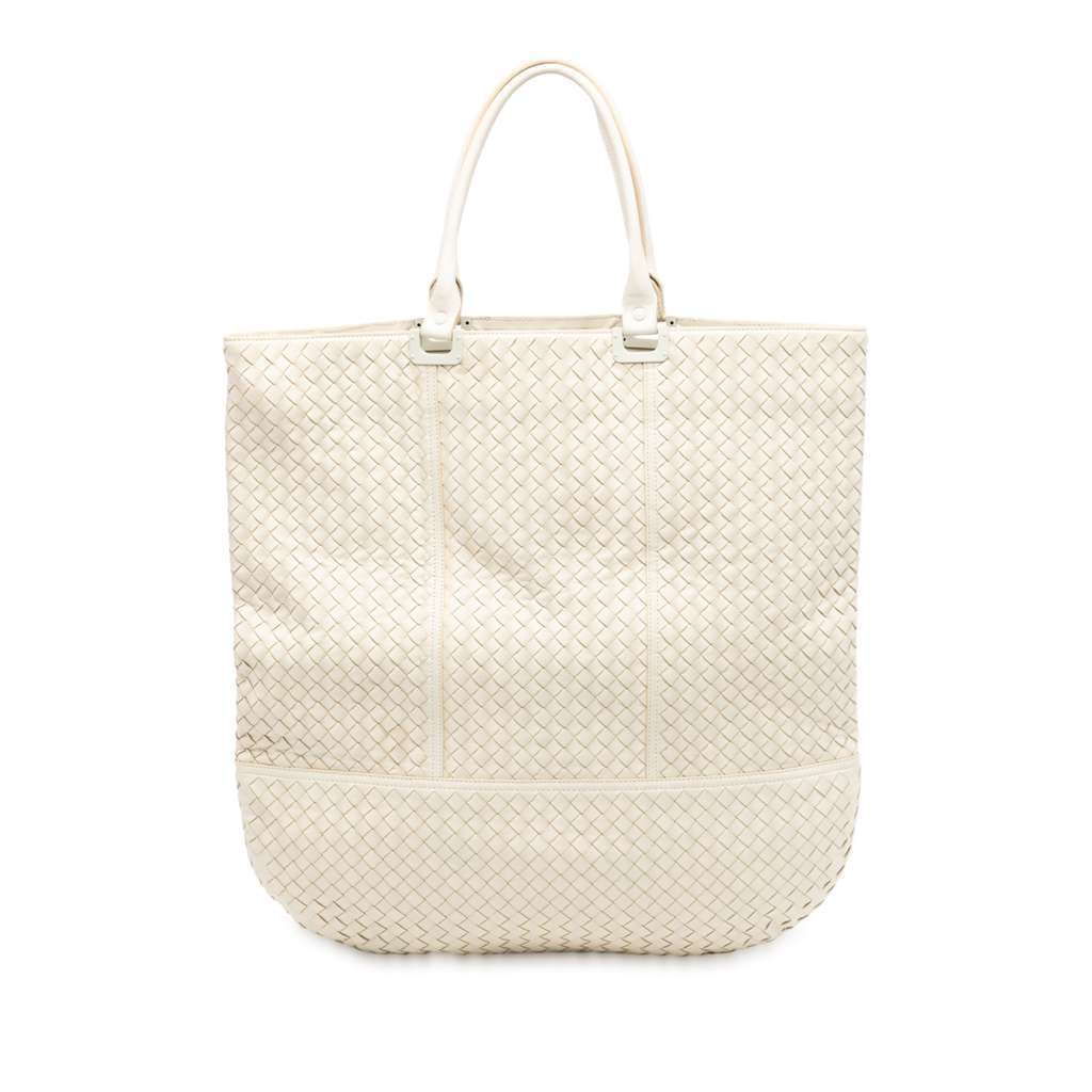 Bottega Veneta Nappa Intrecciato Tote White Leather Very good - Front View
