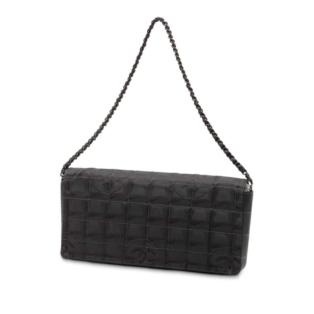 Chanel New Travel Line Nylon East West Flap Black Good - Back View