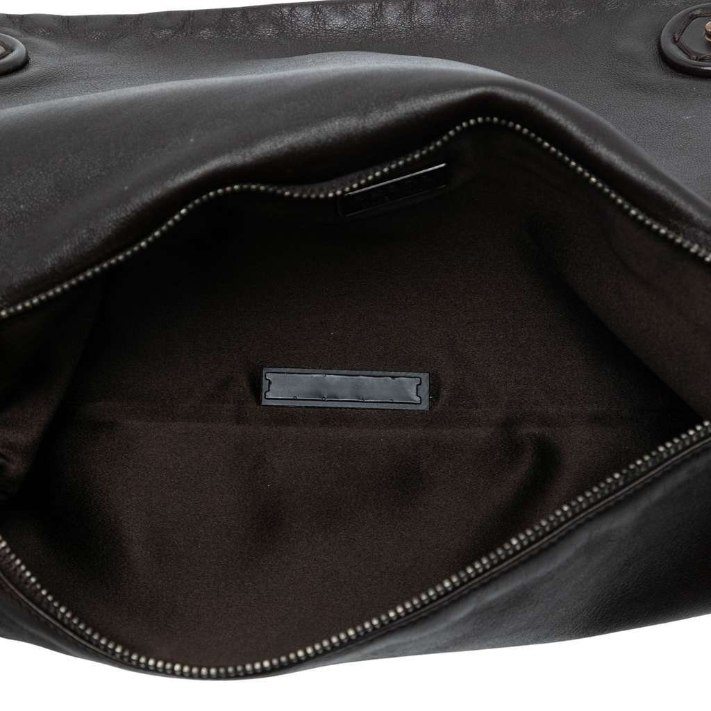 Prada Leather Fold Over Shoulder Bag Brown Leather Very good - Model View