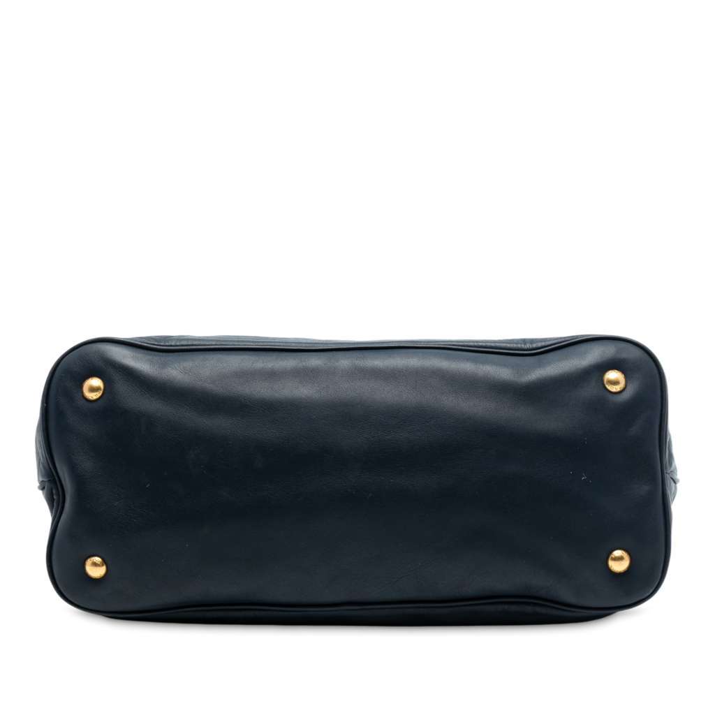 Prada Soft Calfskin Open Convertible Shopping Tote Blue Leather Very good - Inside View